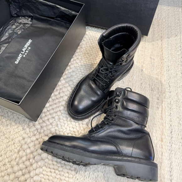YSL Saint Laurent Paris Black Combat Boots size:36 - Picture 7 of 9